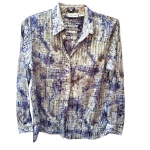 Vintage Metallic Snakeprint Button Front Business Career Size 12